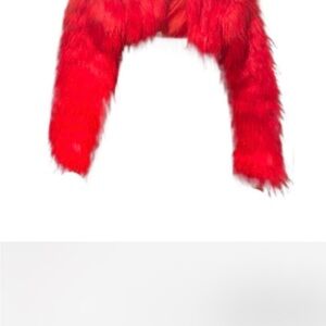 Vibrant Red Faux Fur Shrug